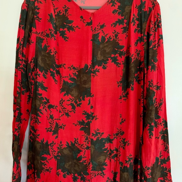 Ganni Red and Black Long Sleeve Dress - Picture 1 of 7